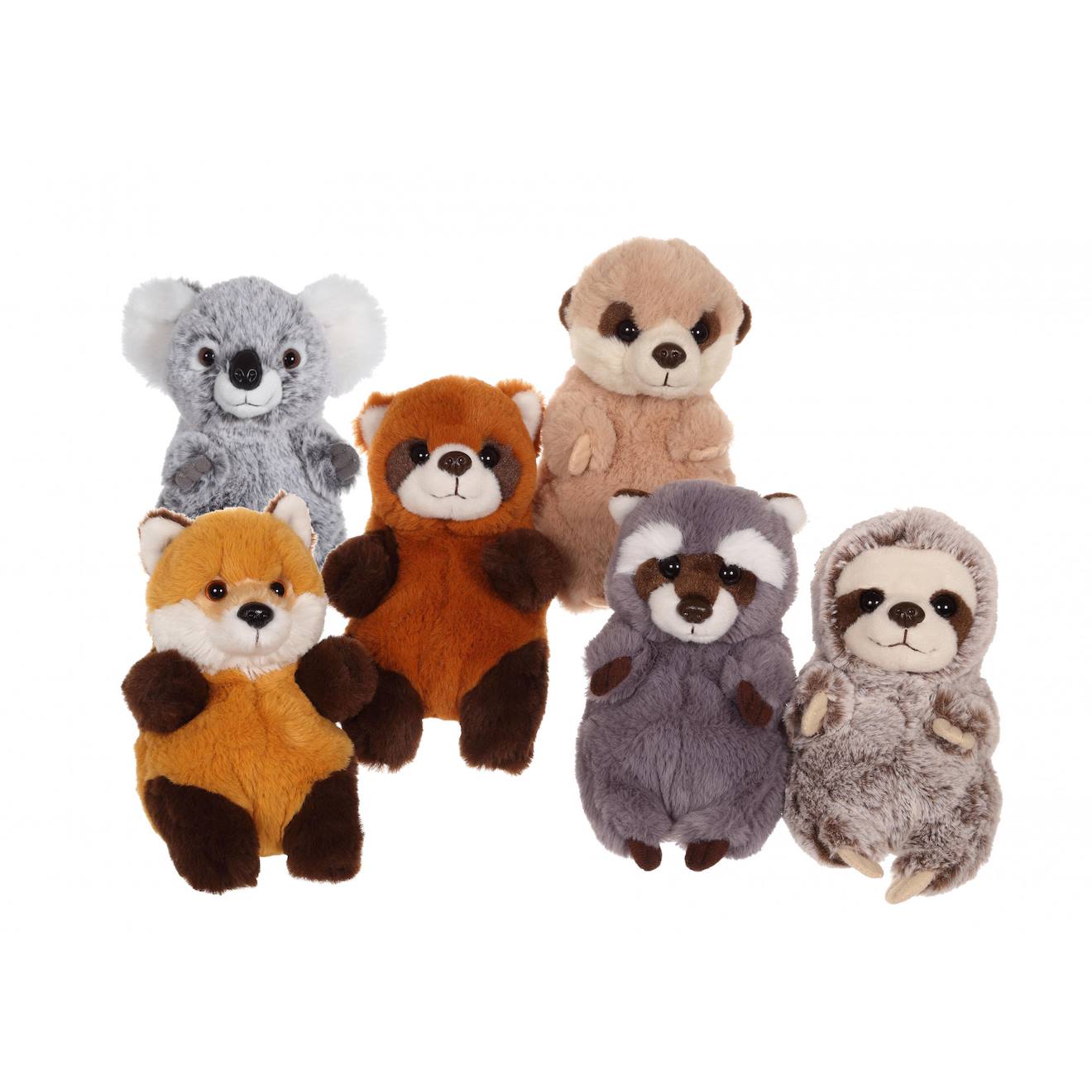 Peluche - peluche p'tits farouches raton laveur - 15 cm gris