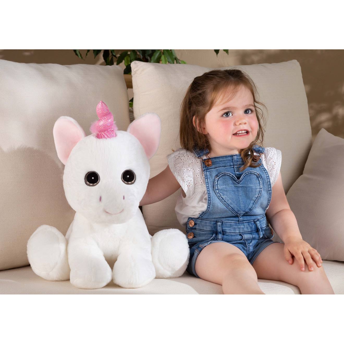 Peluche - peluche puppy eyes pets licorne blanche et rose - 40 cm rose