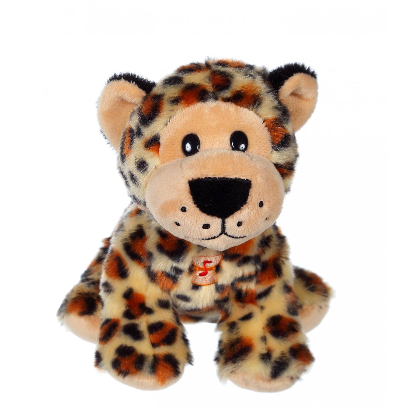 Peluche - peluche savanoos sonore - léopard - 15 cm orange
