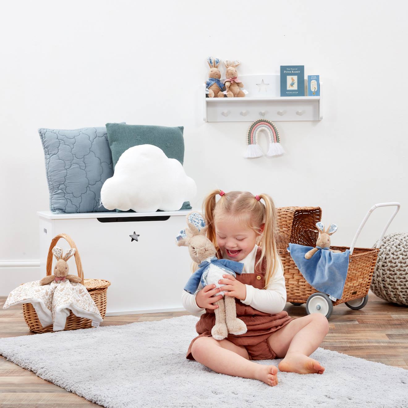 Peluche pierre lapin bleu, marron