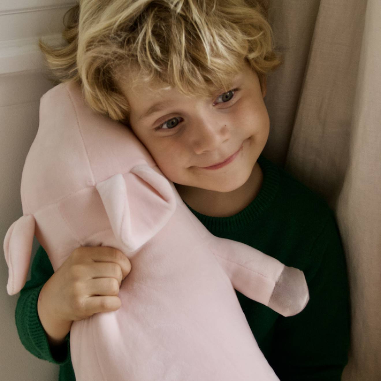 Peluche pinkie le cochon (55 cm) rose, marron