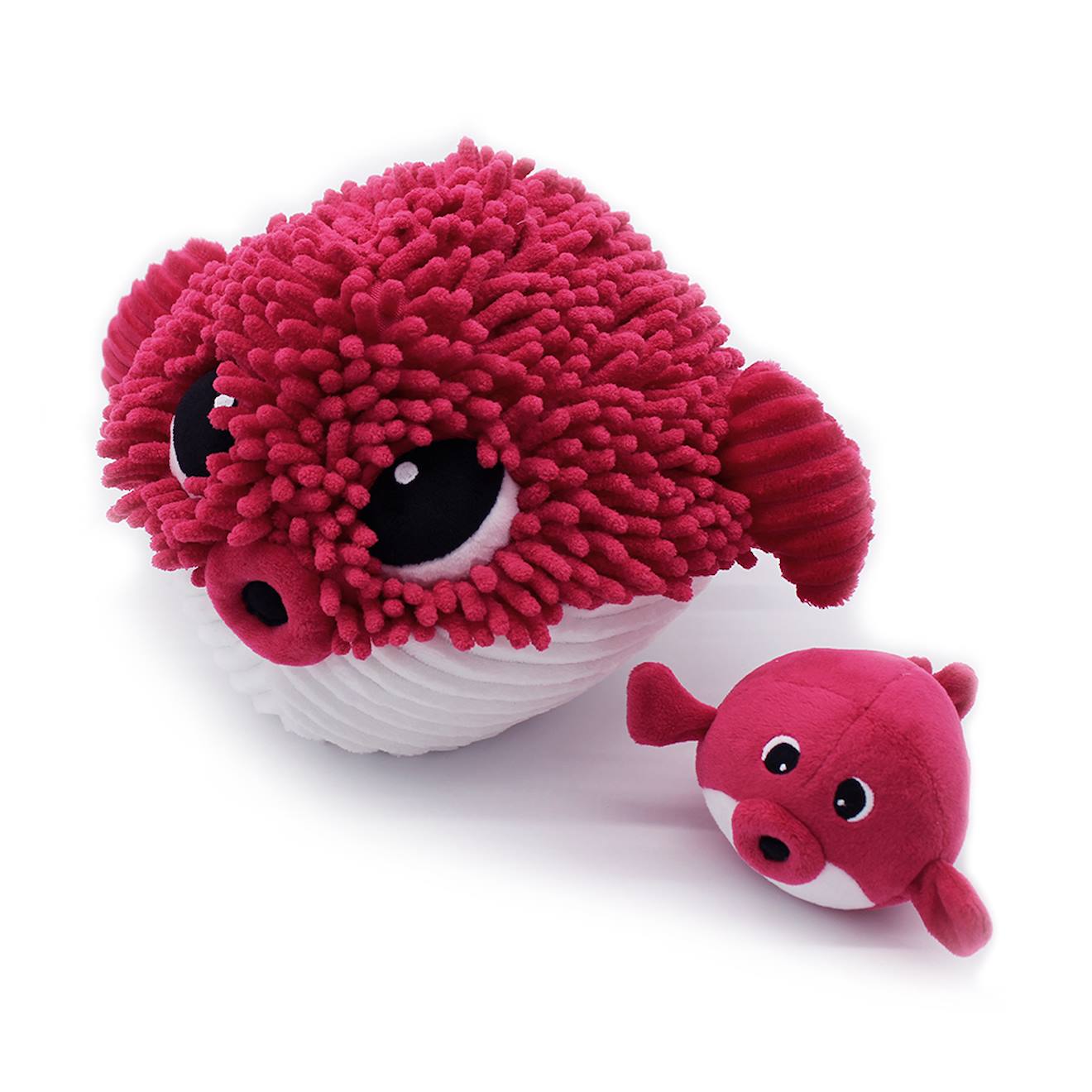Peluche poisson globe et son bébé rouge