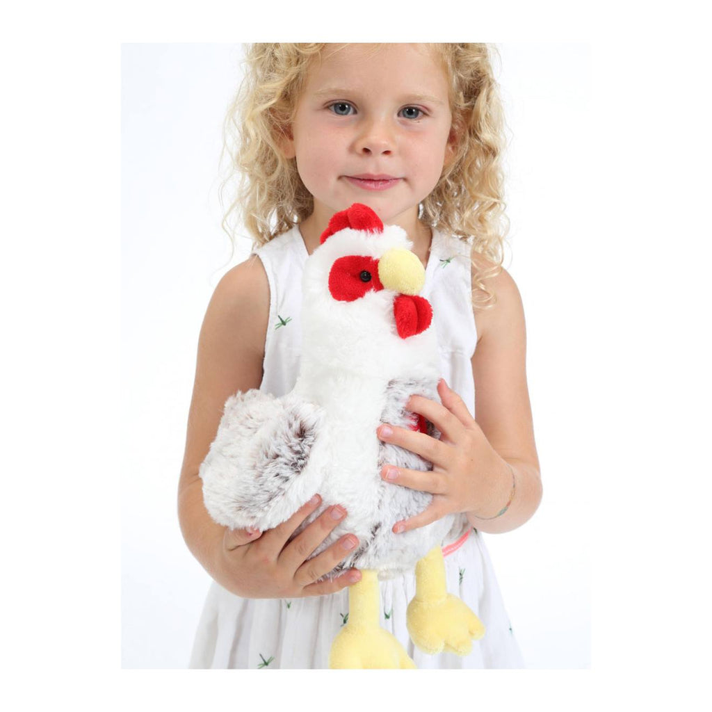Peluche - poule flammée sonore marron et blanche en peluche - 22 cm marron