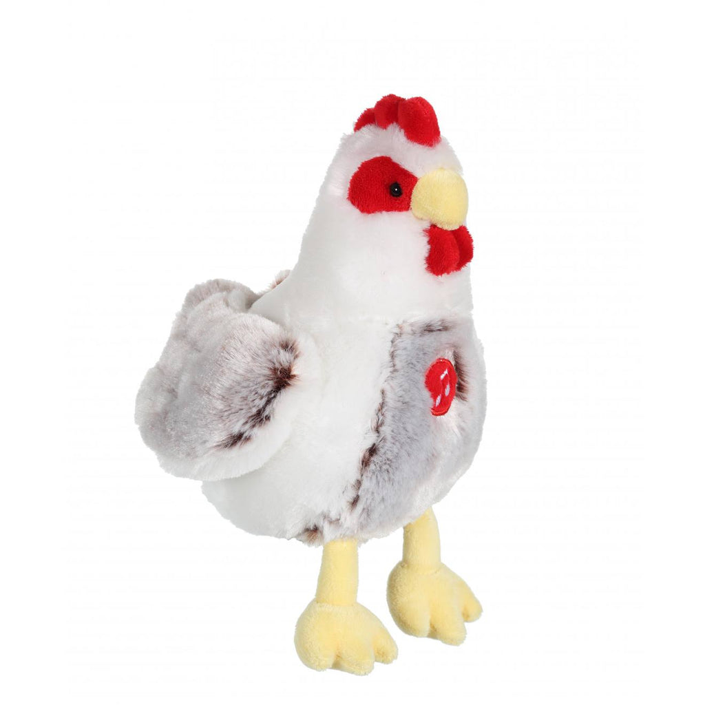 Peluche - poule flammée sonore marron et blanche en peluche - 22 cm marron