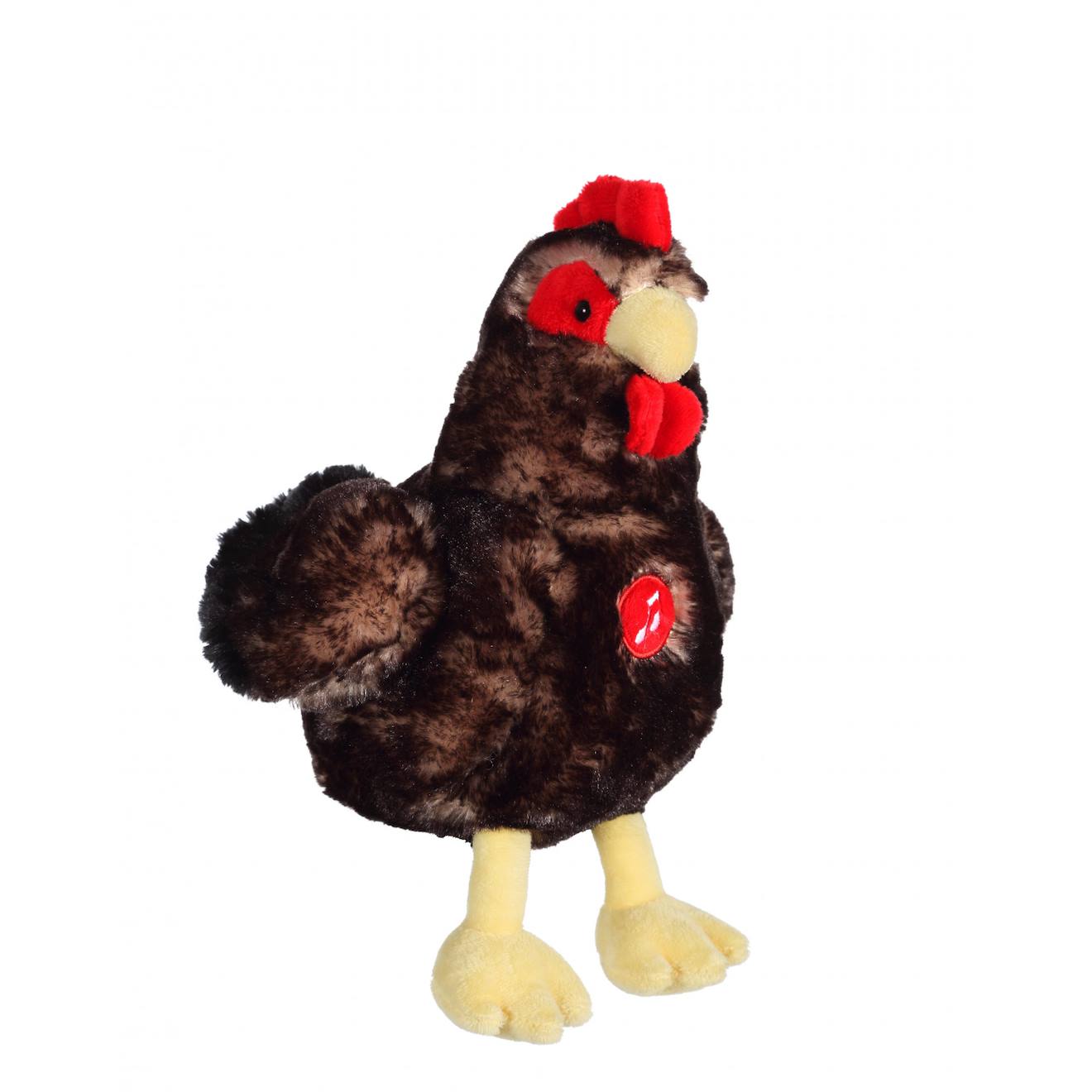 Peluche - poule flammée sonore noire en peluche - 22 cm noir