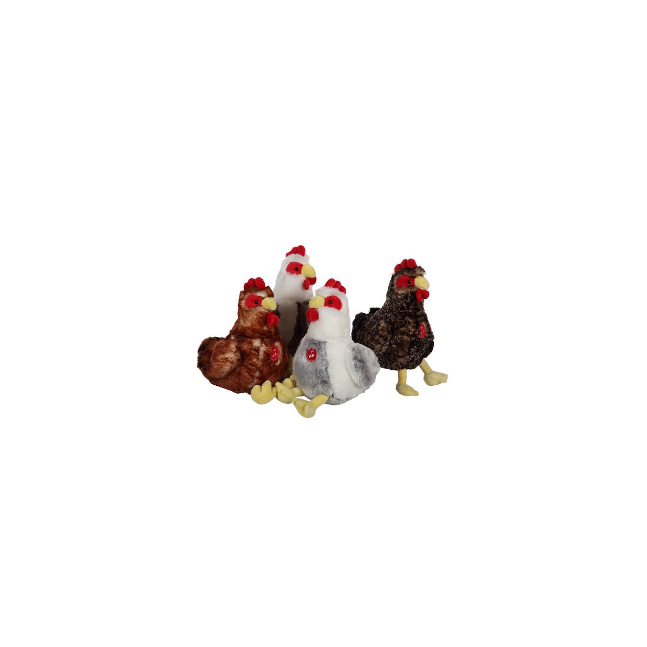 Peluche - poule flammée sonore noire en peluche - 22 cm noir
