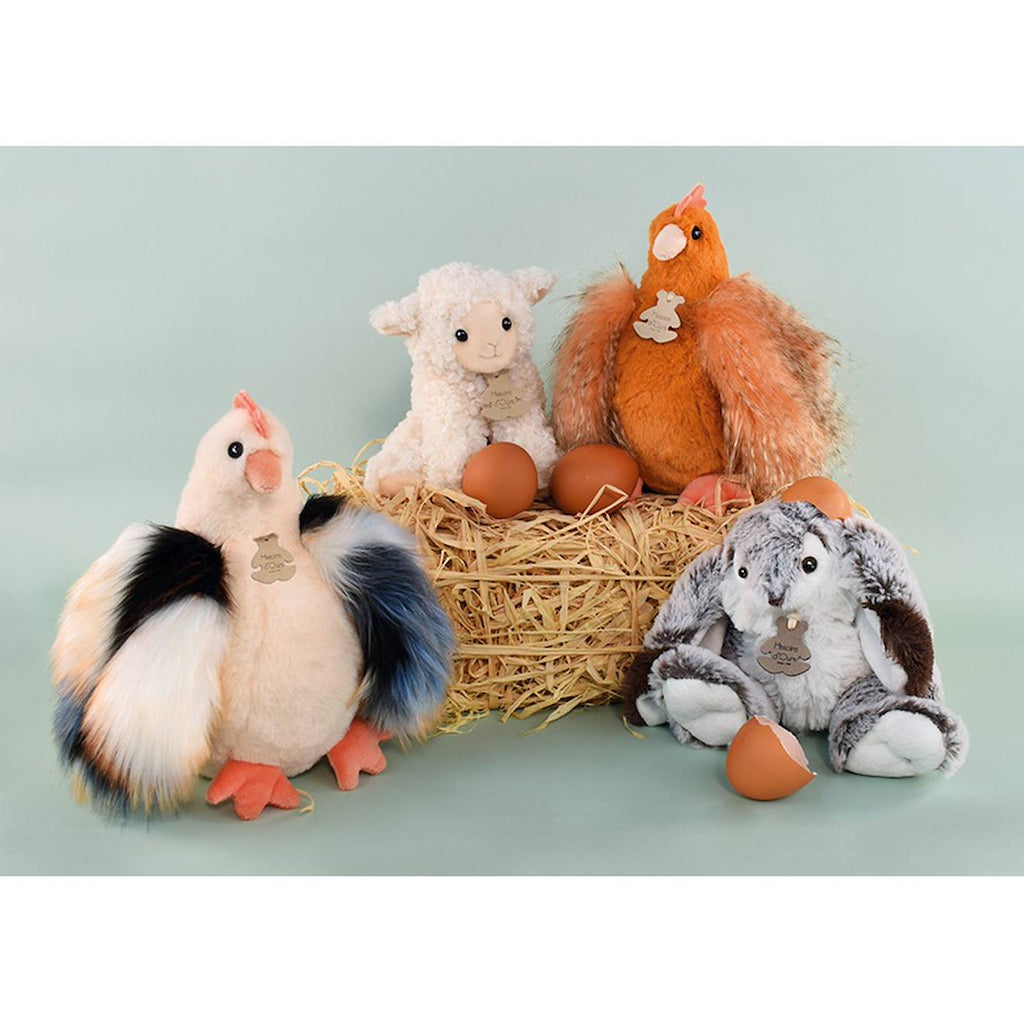 Peluche poule poulette 20 cm orange