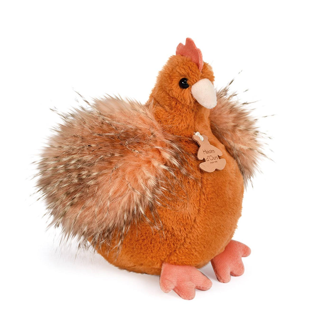Peluche poule poulette 20 cm orange