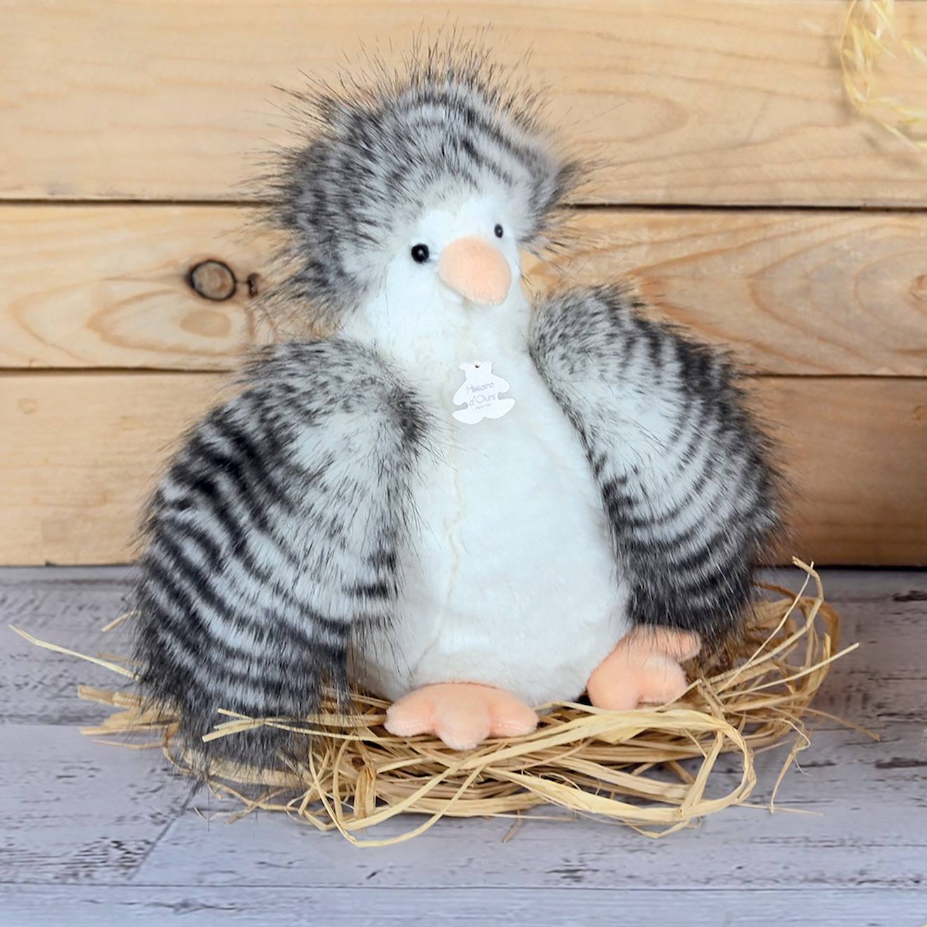 Peluche poule poulette 20 cm blanc