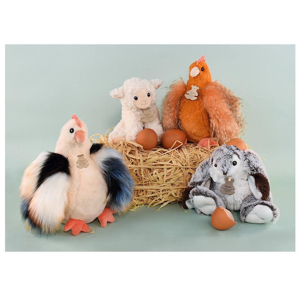 Peluche poule poulette 20 cm beige