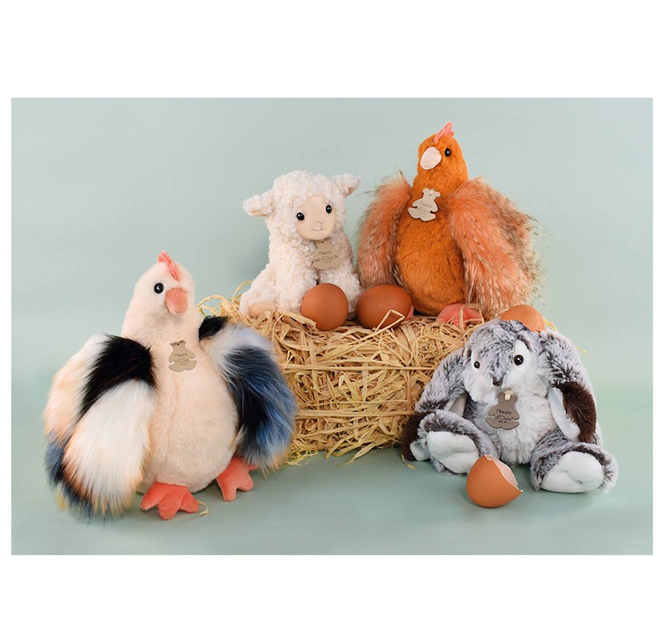 Peluche poule poulette 20 cm beige