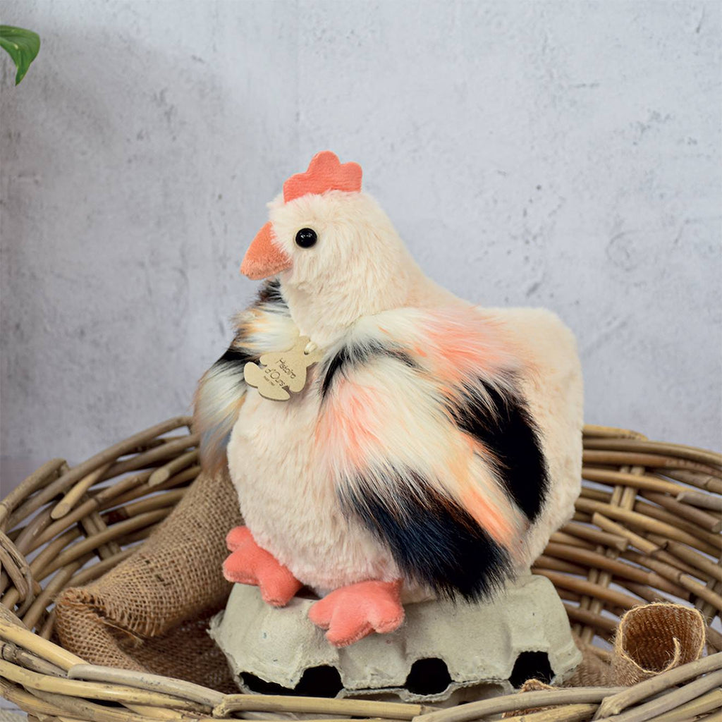 Peluche poule poulette 20 cm beige