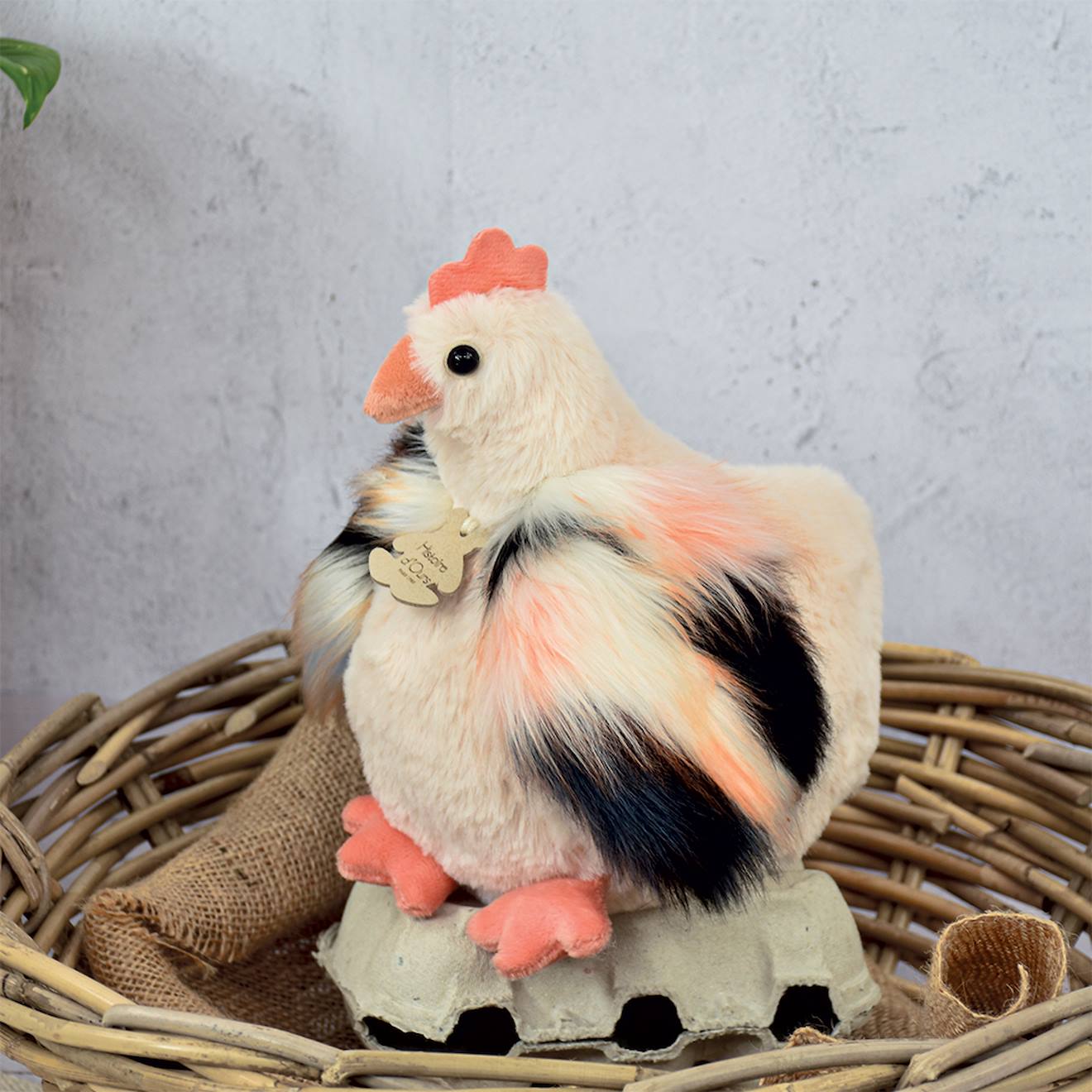 Peluche poule poulette 20 cm beige