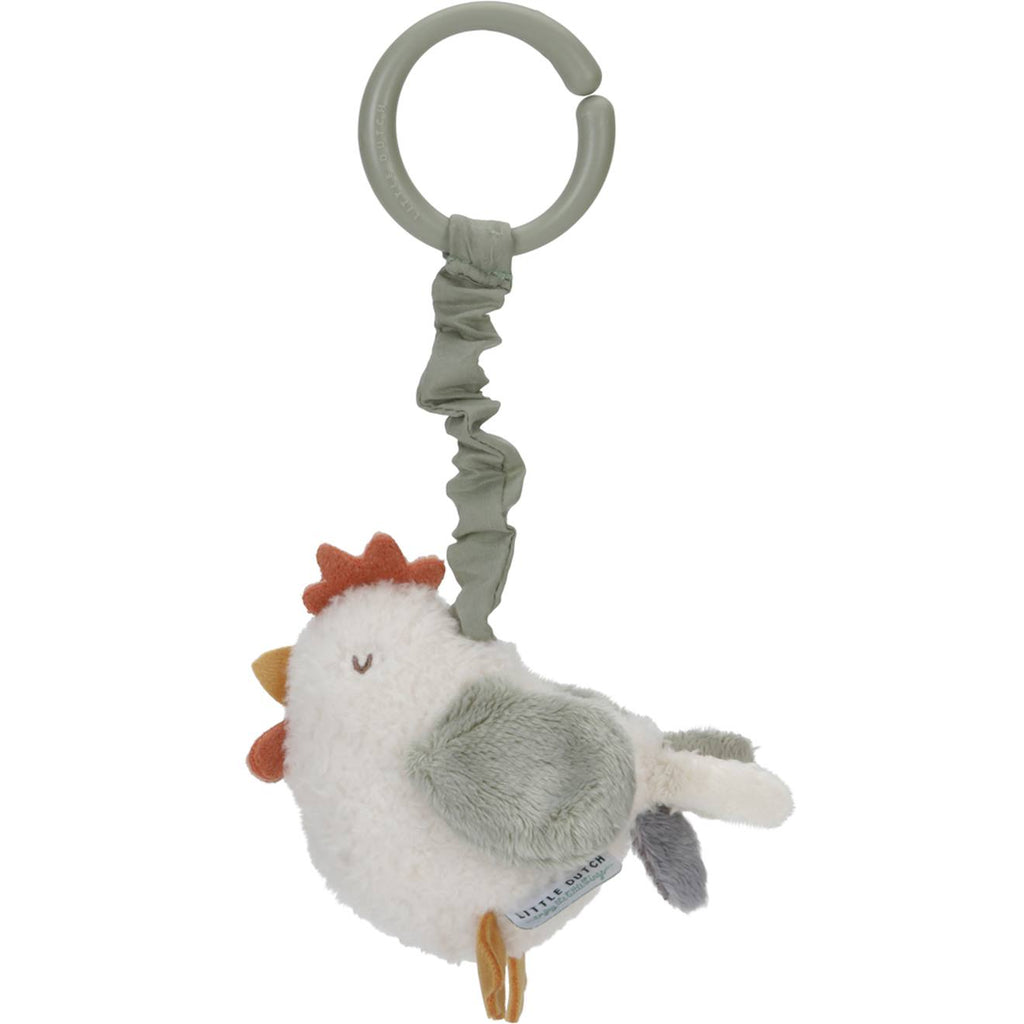 Peluche poule vibrante à suspendre beige