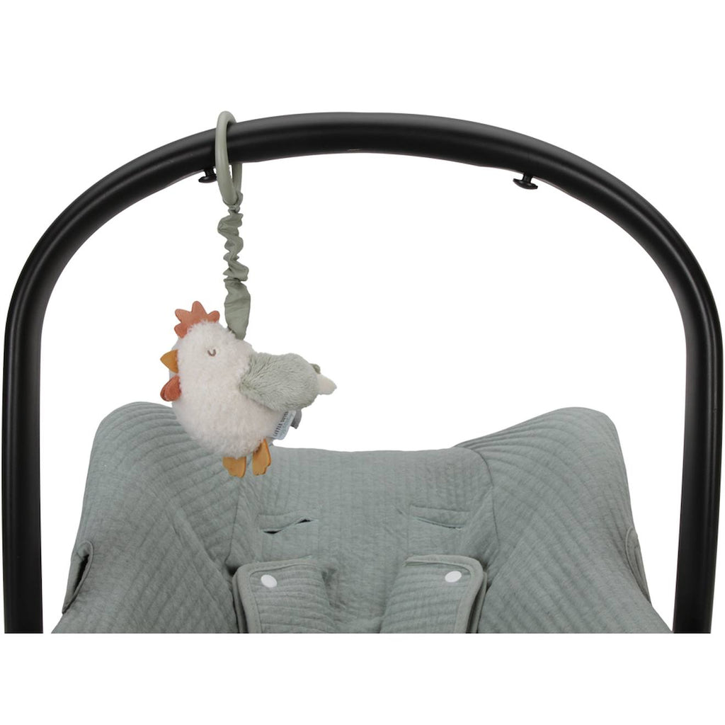 Peluche poule vibrante à suspendre beige