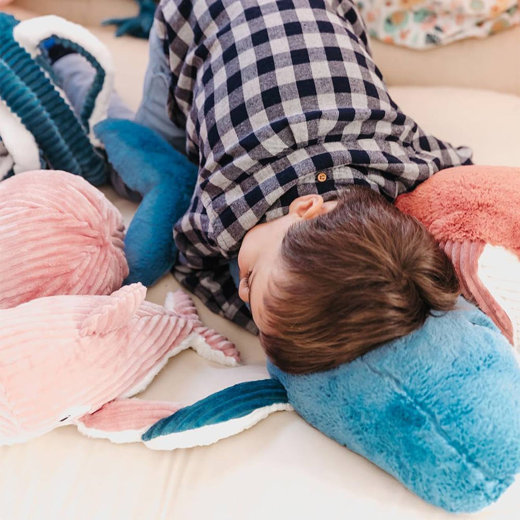 Peluche ptipotos baleine maman bébé bleue bleu