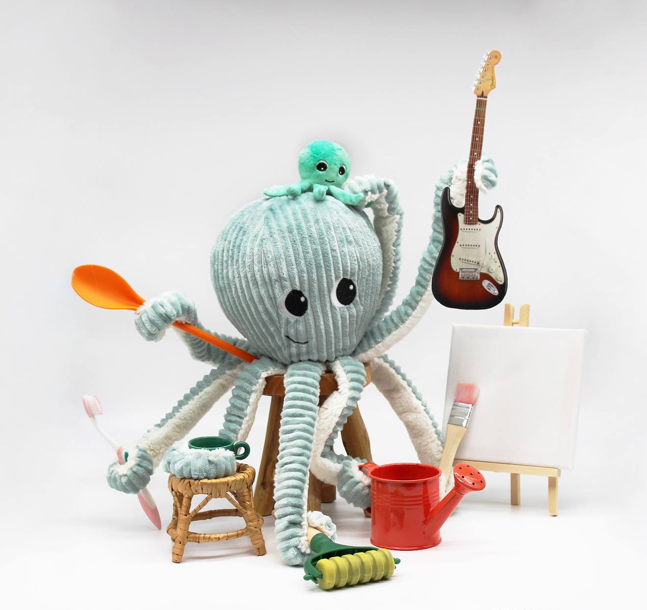 Peluche ptipotos pieuvre mint filou vert