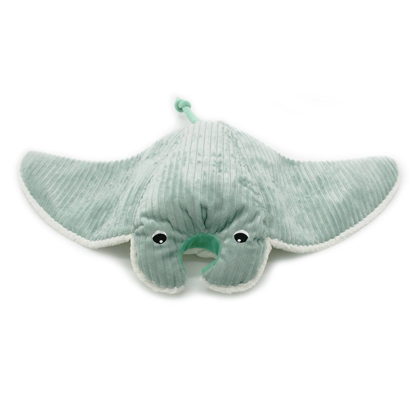 Peluche ptipotos raie manta et son bébé menthe vert