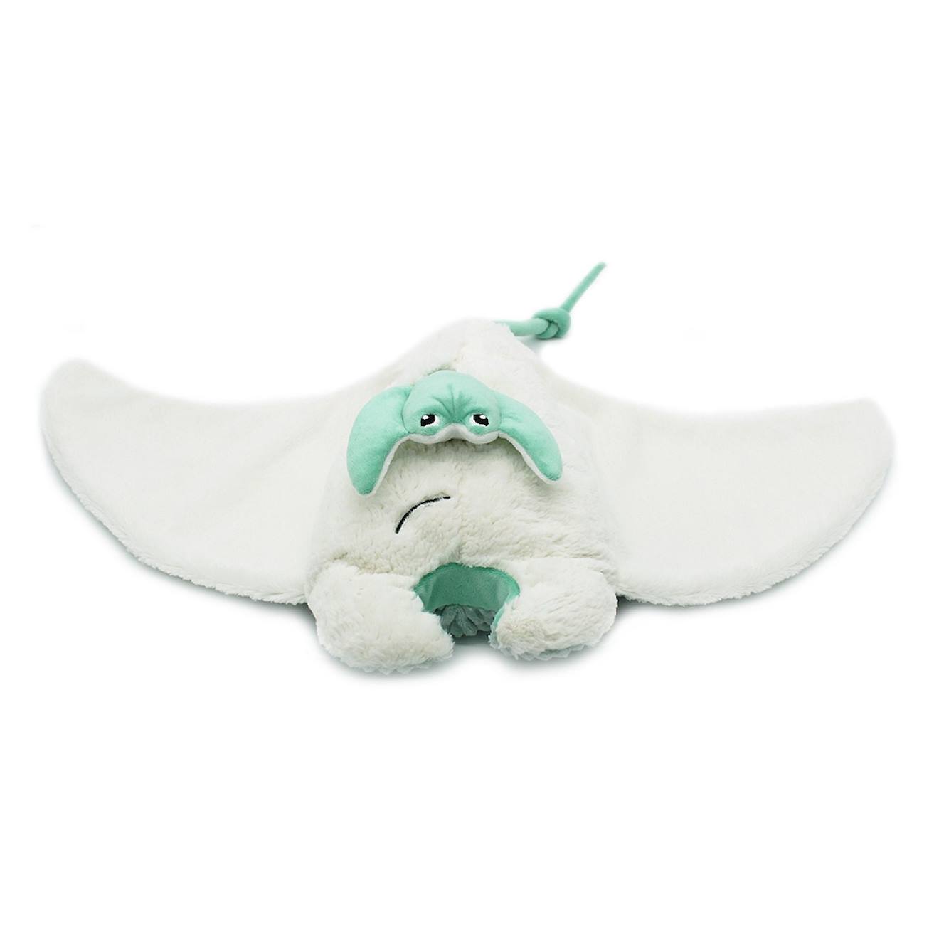 Peluche ptipotos raie manta et son bébé menthe vert