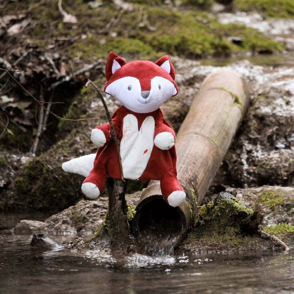 Peluche renard marionnette terracotta