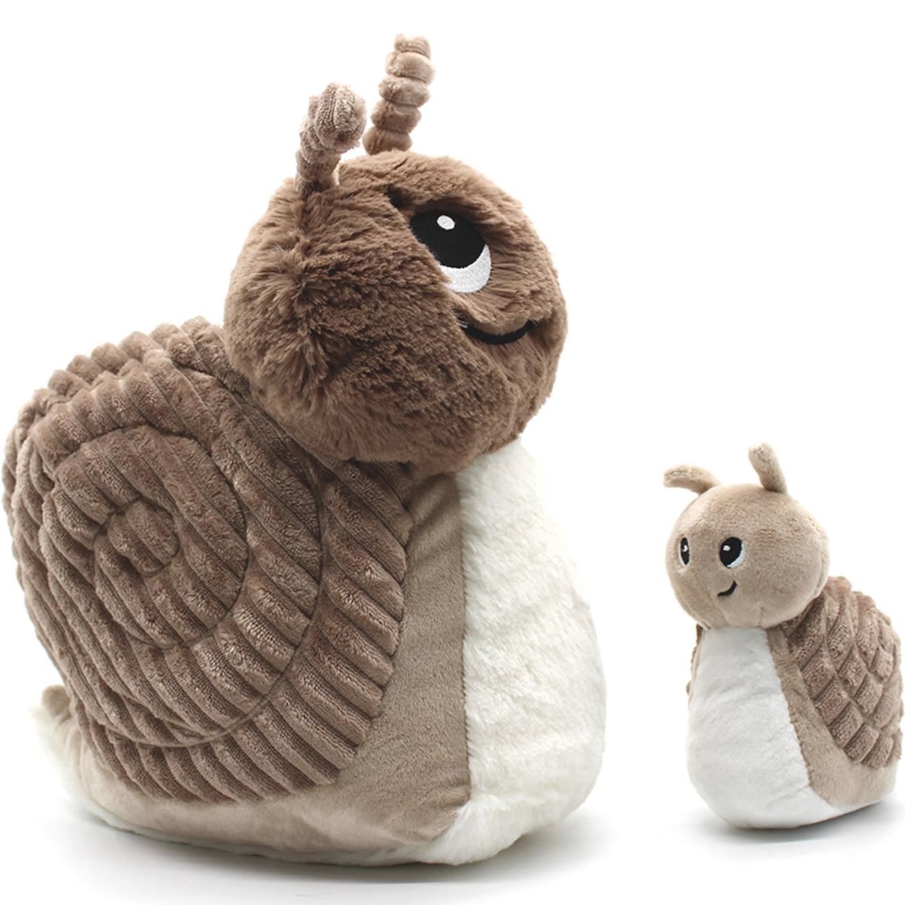 Peluche speedou l'escargot maman et bébé taupe, noir, blanc
