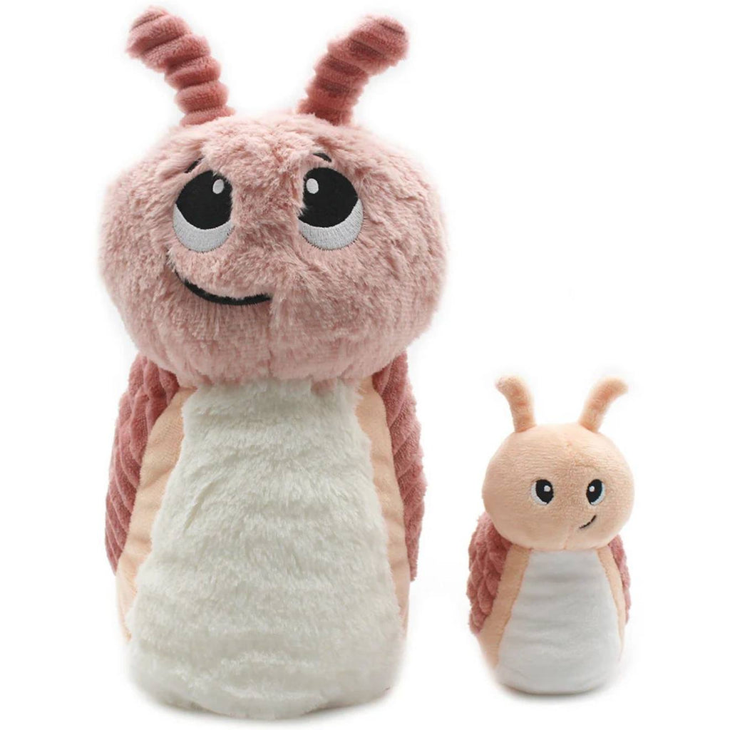 Peluche speedou l'escargot maman et bébé rose, noir, blanc