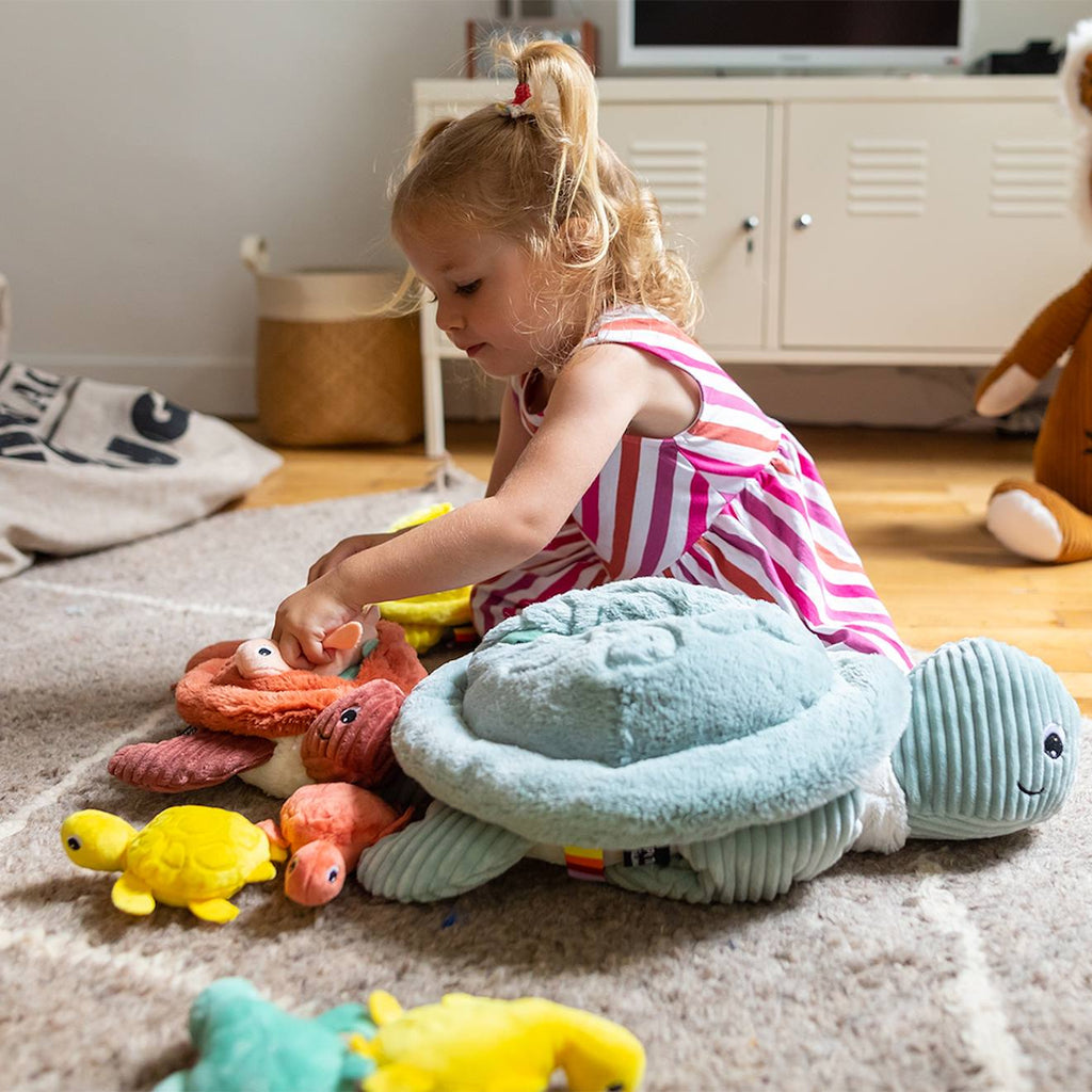 Peluche tortue géante maman et son bébé vert