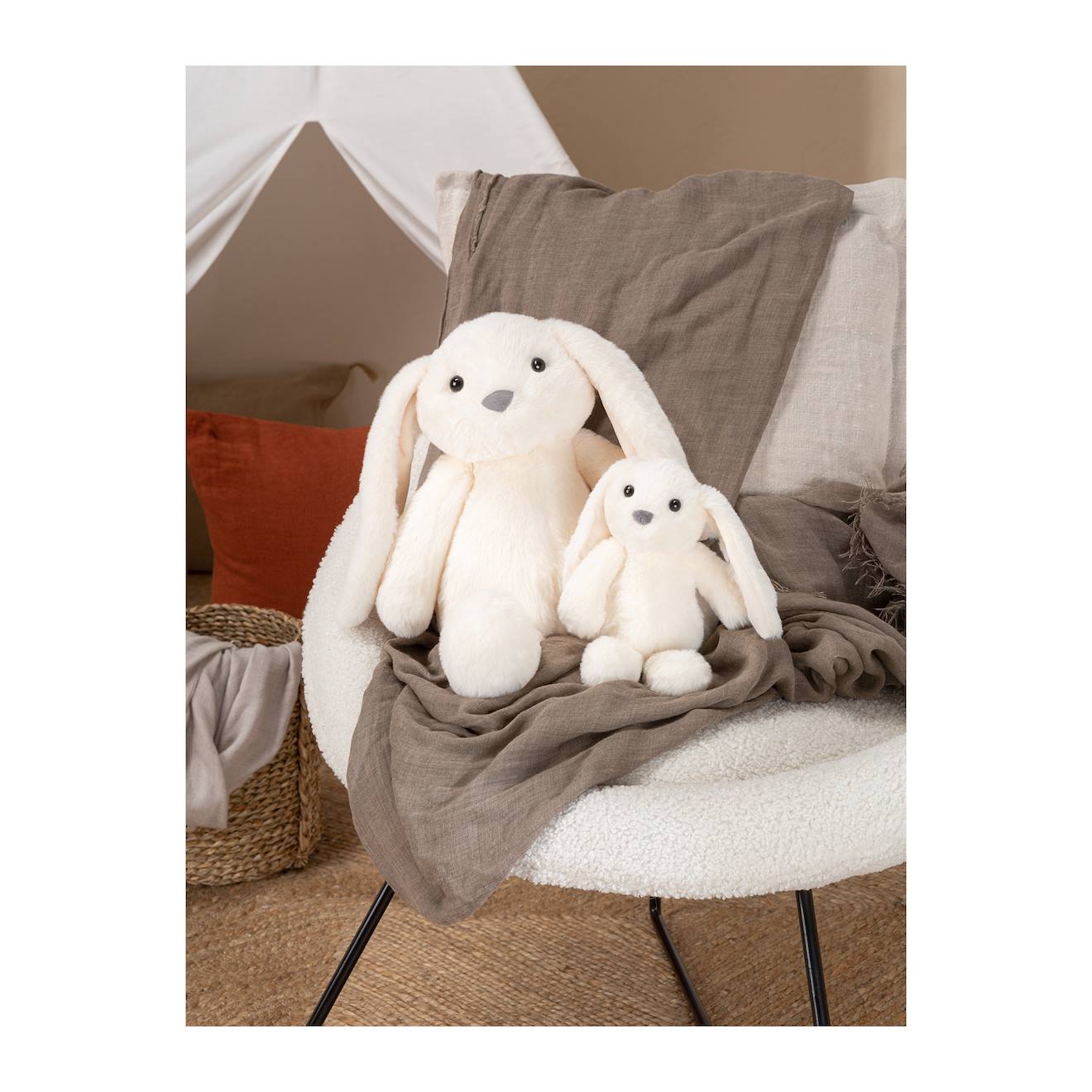 Peluche - trendy bunny - 16 cm beige