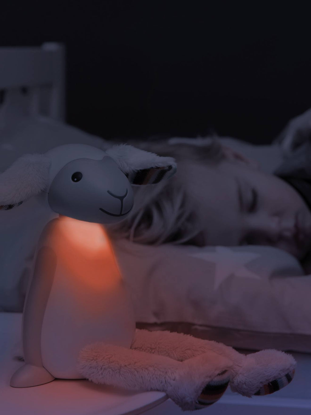Peluche veilleuse et liseuse fin le mouton gris