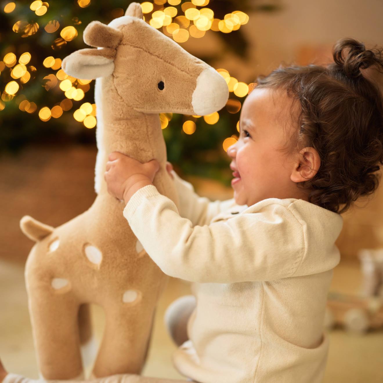 Peluche XL jungle jambo girafe beige, blanc
