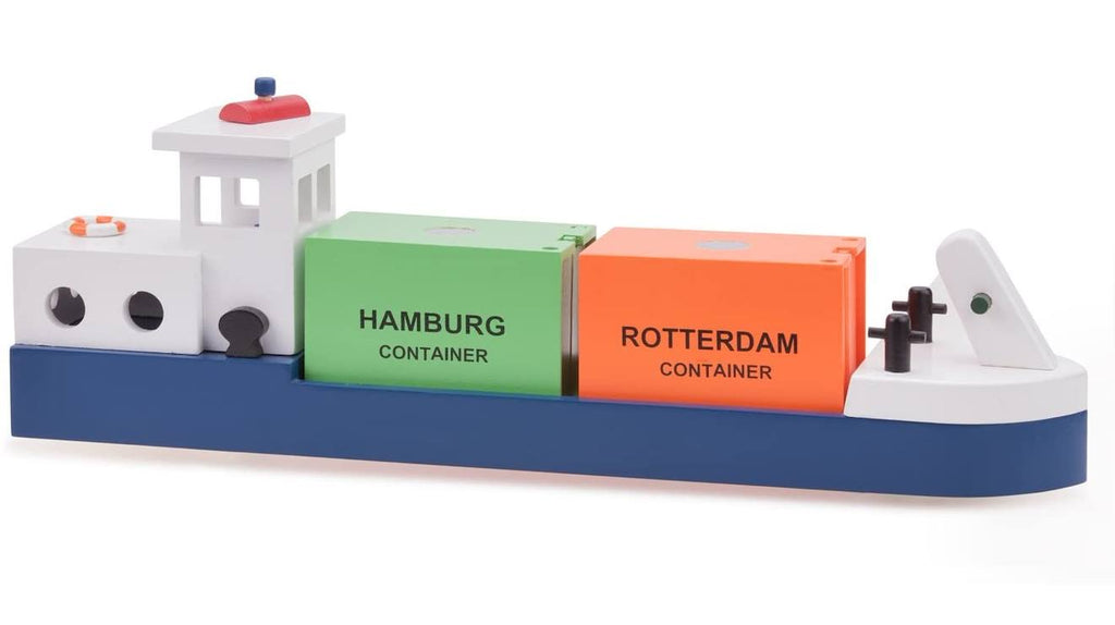 Péniche avec 2 containers bleu