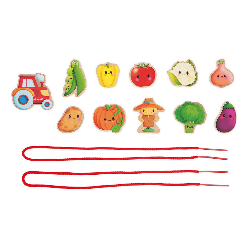 Perles à enfiler en bois FSC légumes multicolore