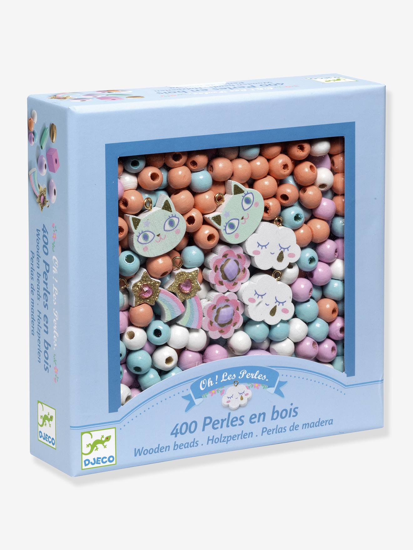 Perles bois - bleu