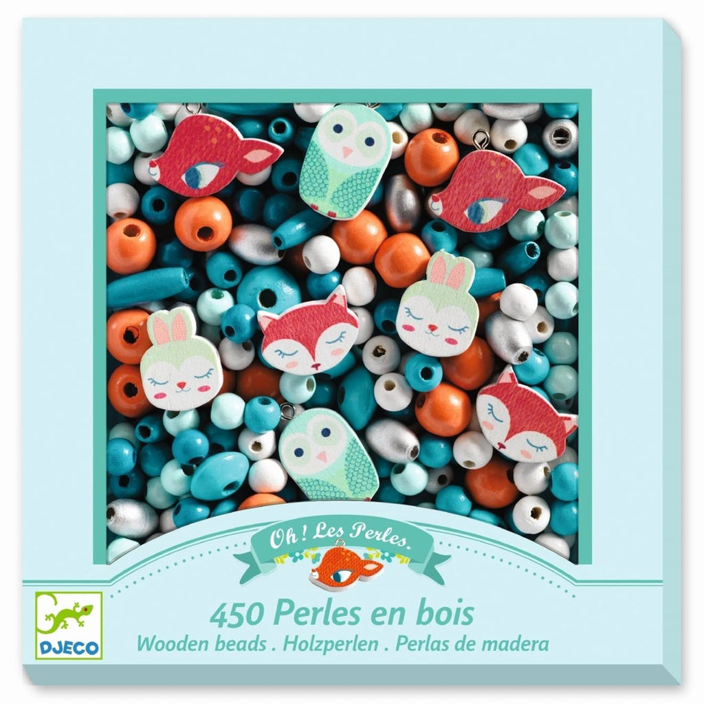 Perles en bois petits animaux multicolore