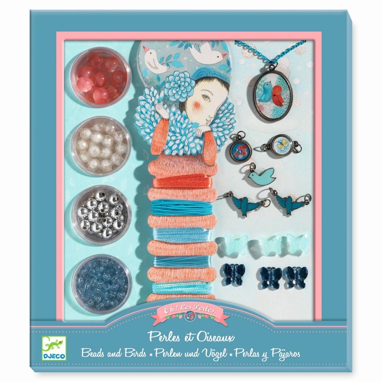 Perles et bijoux - perles et oiseaux multicolore