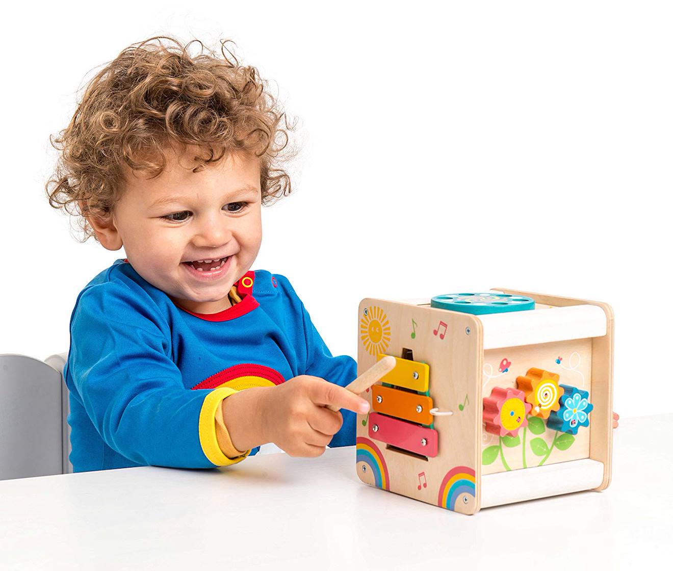 Petit cube d'activités beige
