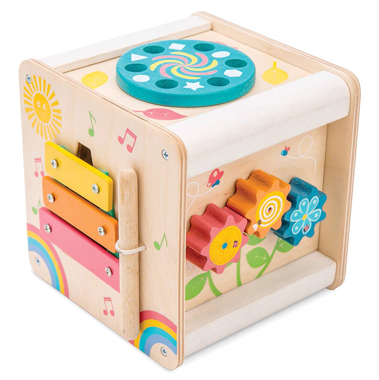 Petit cube d'activités beige