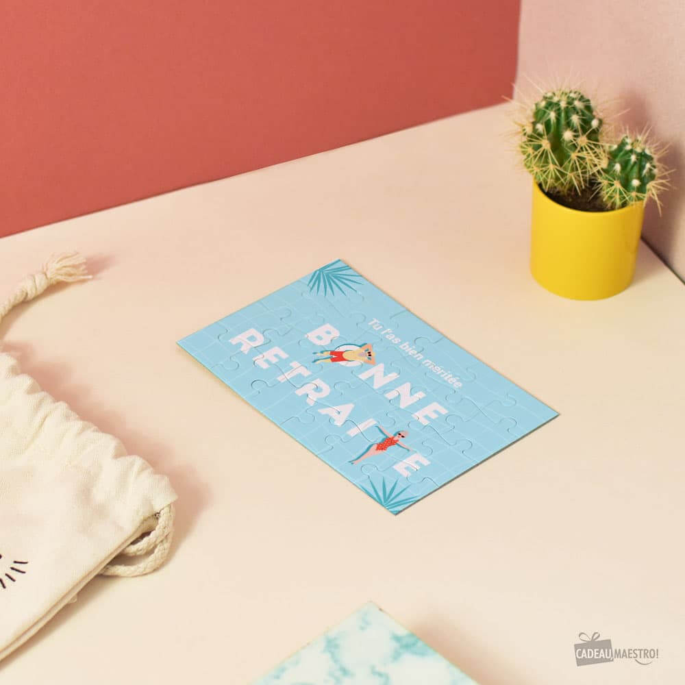 Petit Puzzle Bonne Retraite à Personnaliser - Relax à la Piscine - Puzzle Personnalisé
