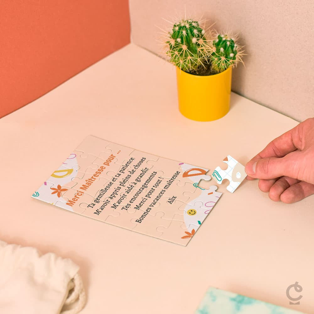 Petit Puzzle Maîtresse à Personnaliser - Thème École - Puzzle Personnalisé