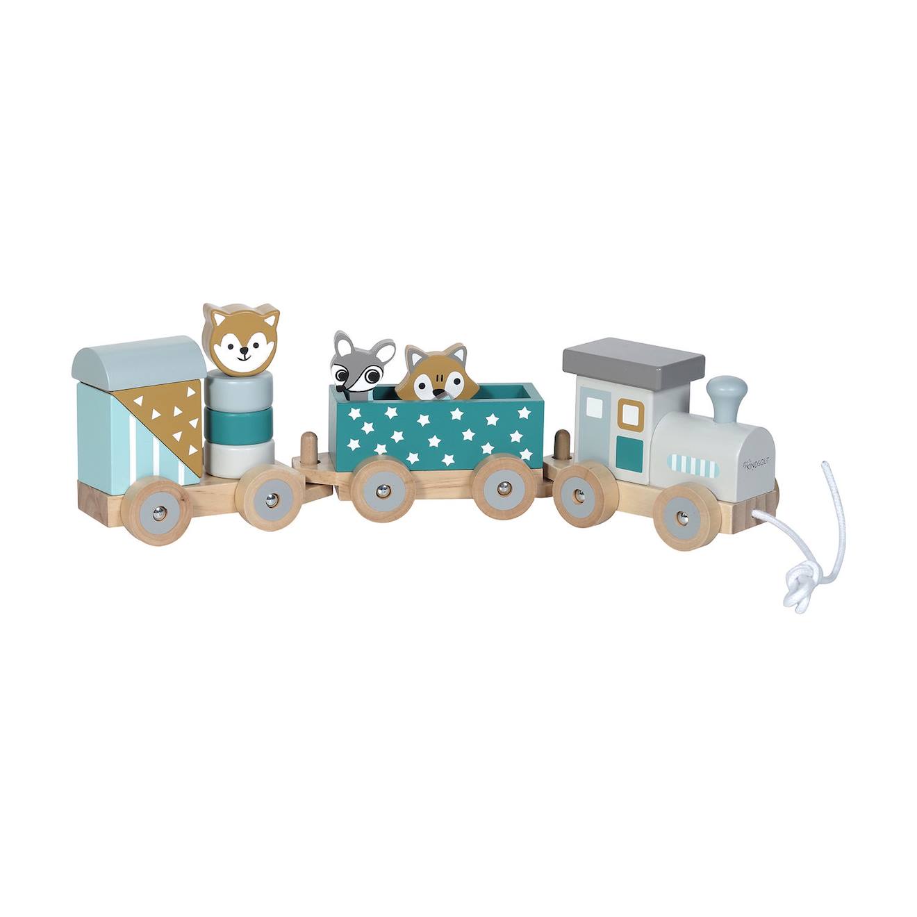 Petit train rayé animaux du zoo bleu pétrole
