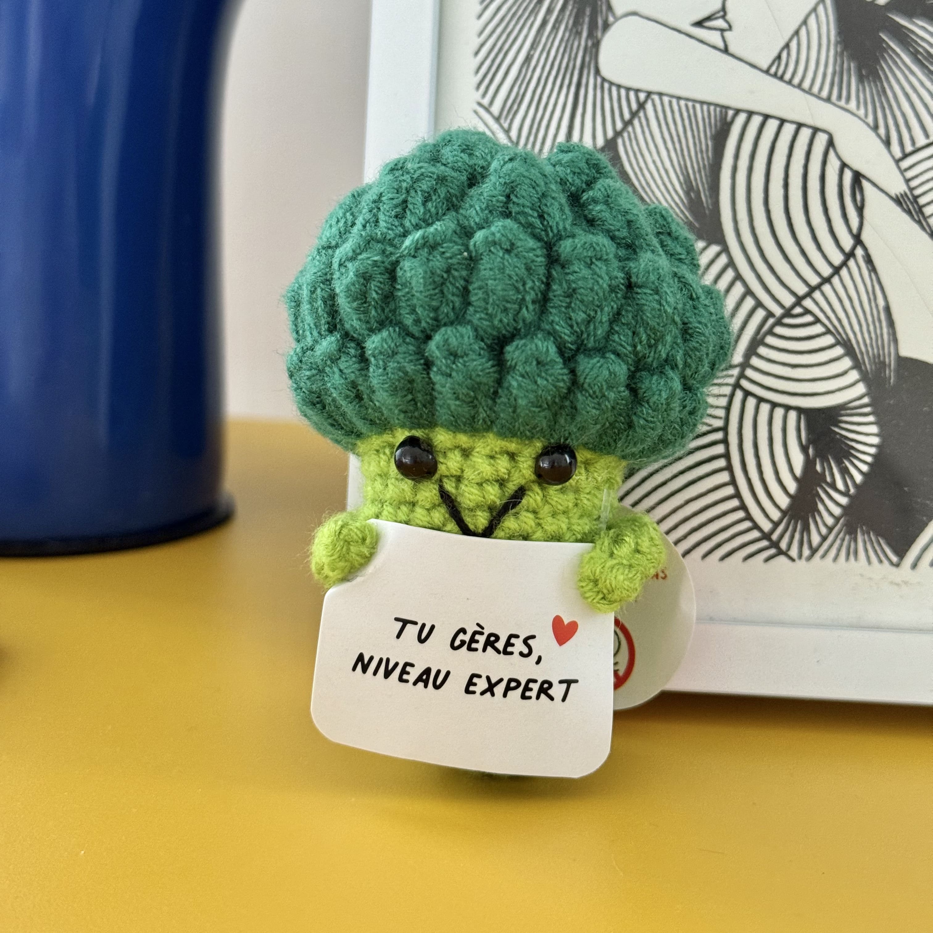 Brocoli en crochet Tu gères niveau expert, cadeau félicitations bonne humeur
