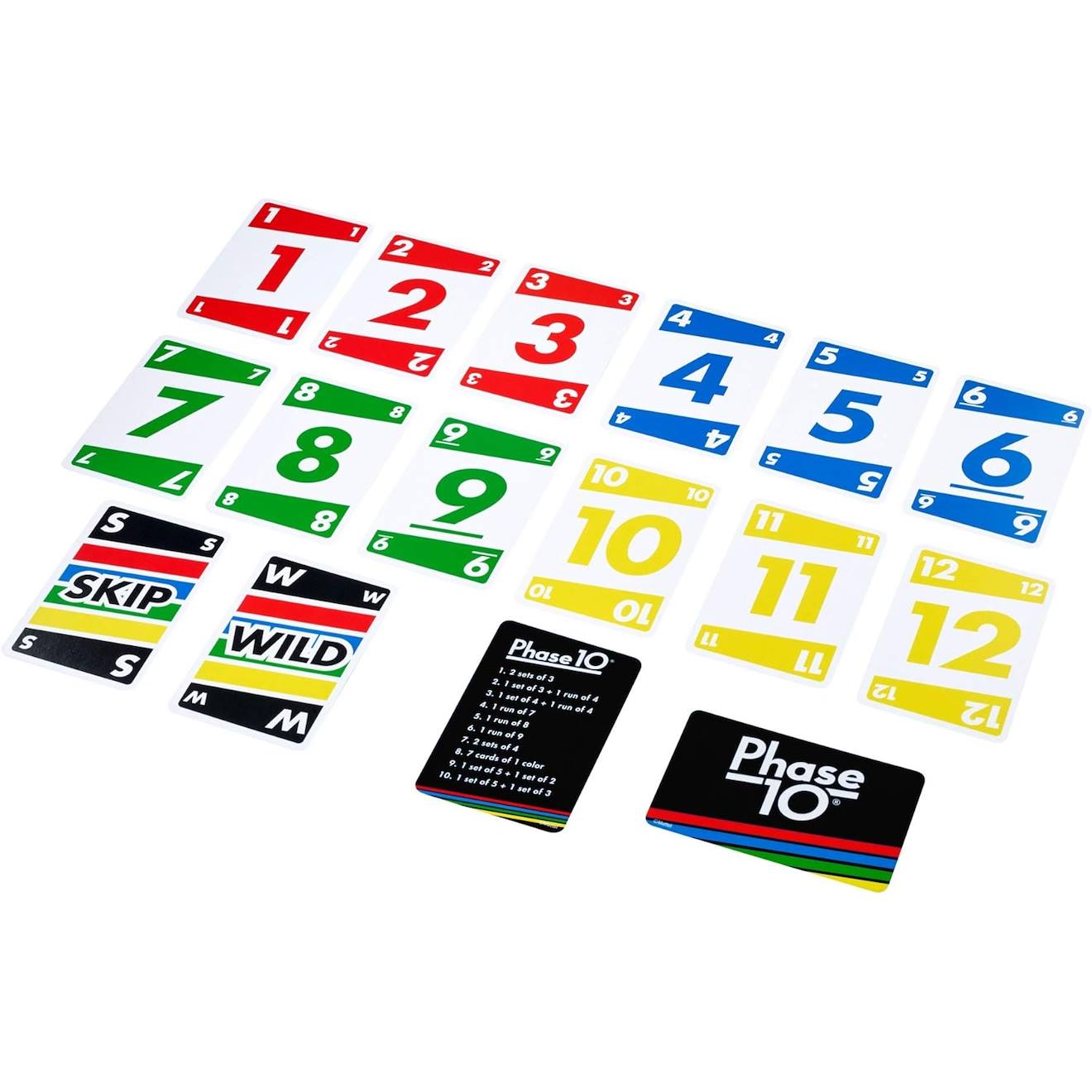 Phase 10 jeu de cartes de style rami multicolore