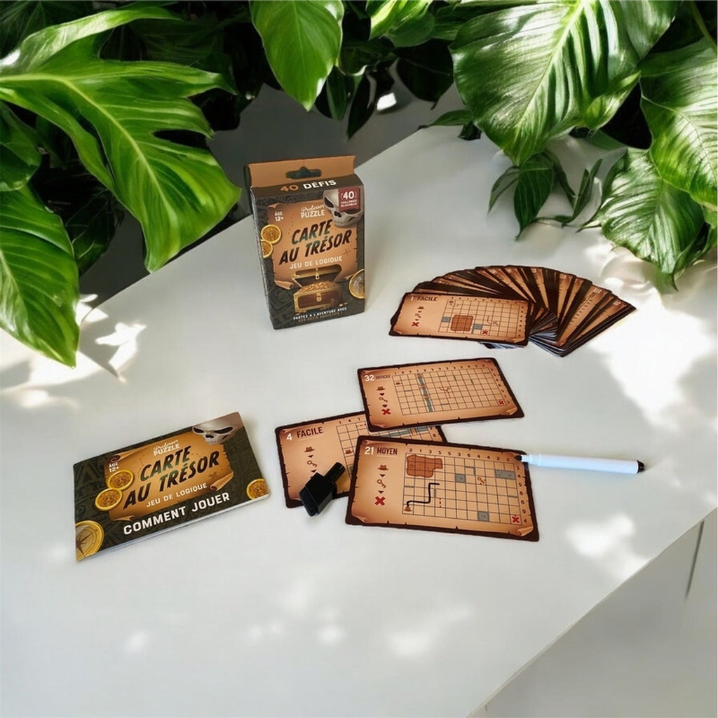 Jeu de cartes Carte au trésor avec défis colorés
