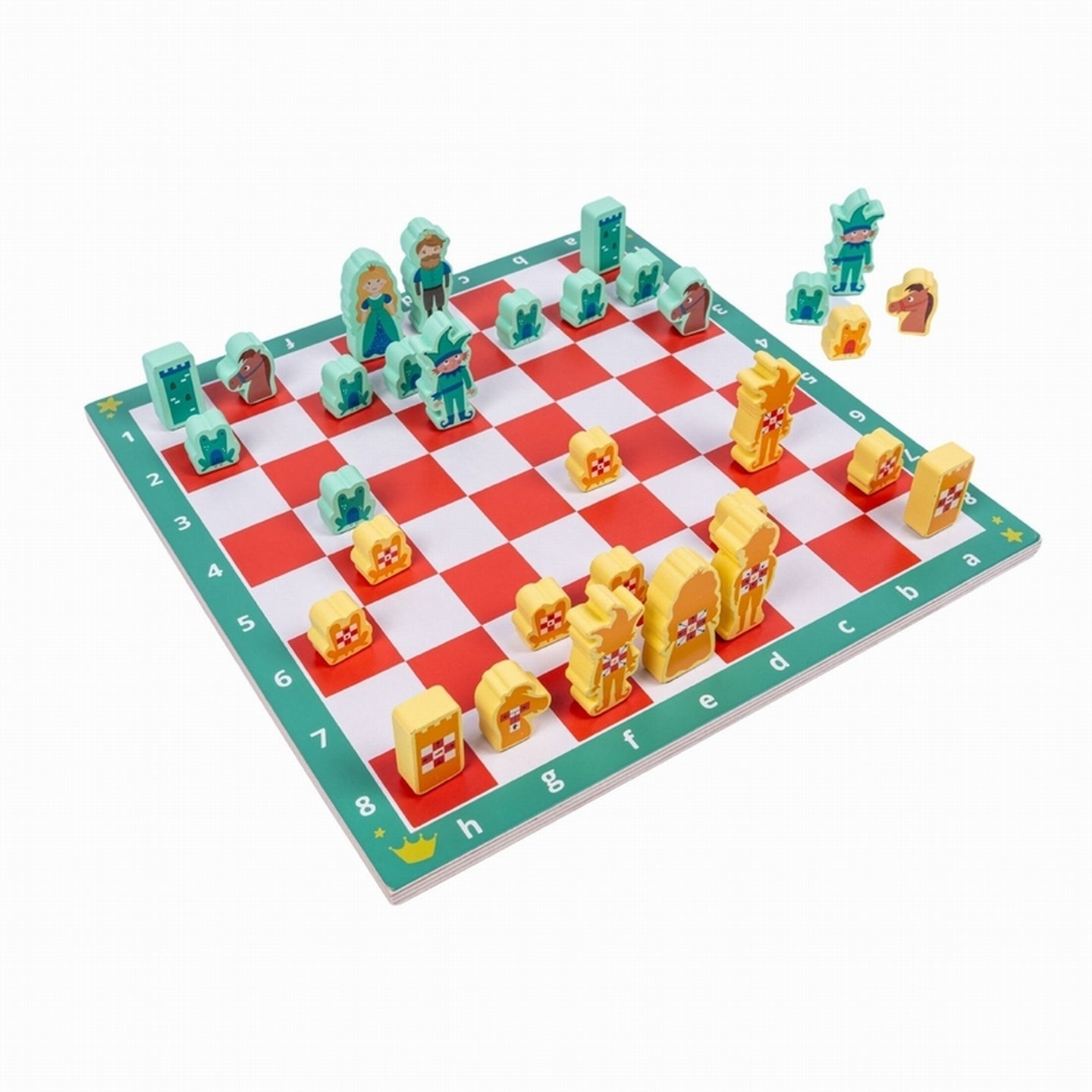 Plateau et pièces du premier jeu d'échecs en bois