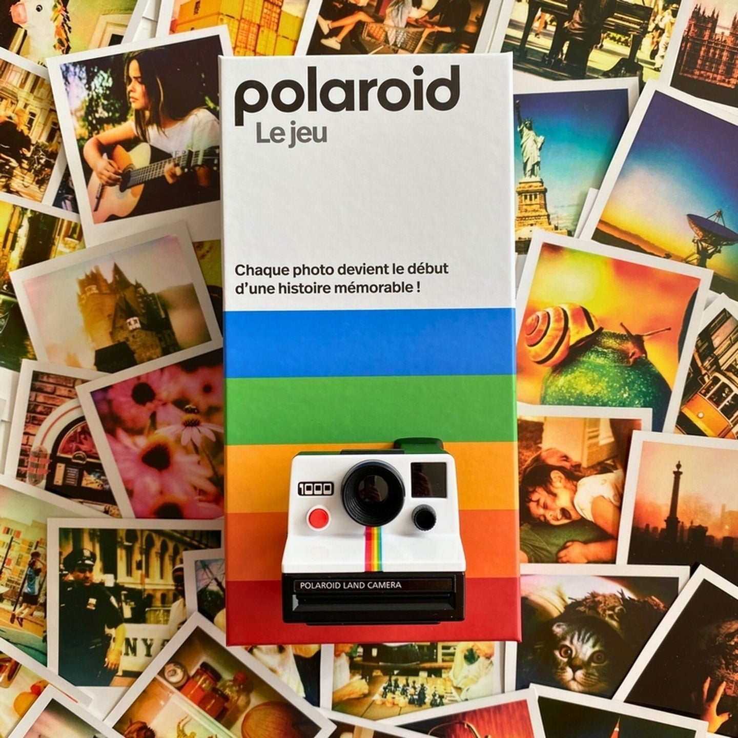 Boîte de Polaroid le jeu illustrations colorées