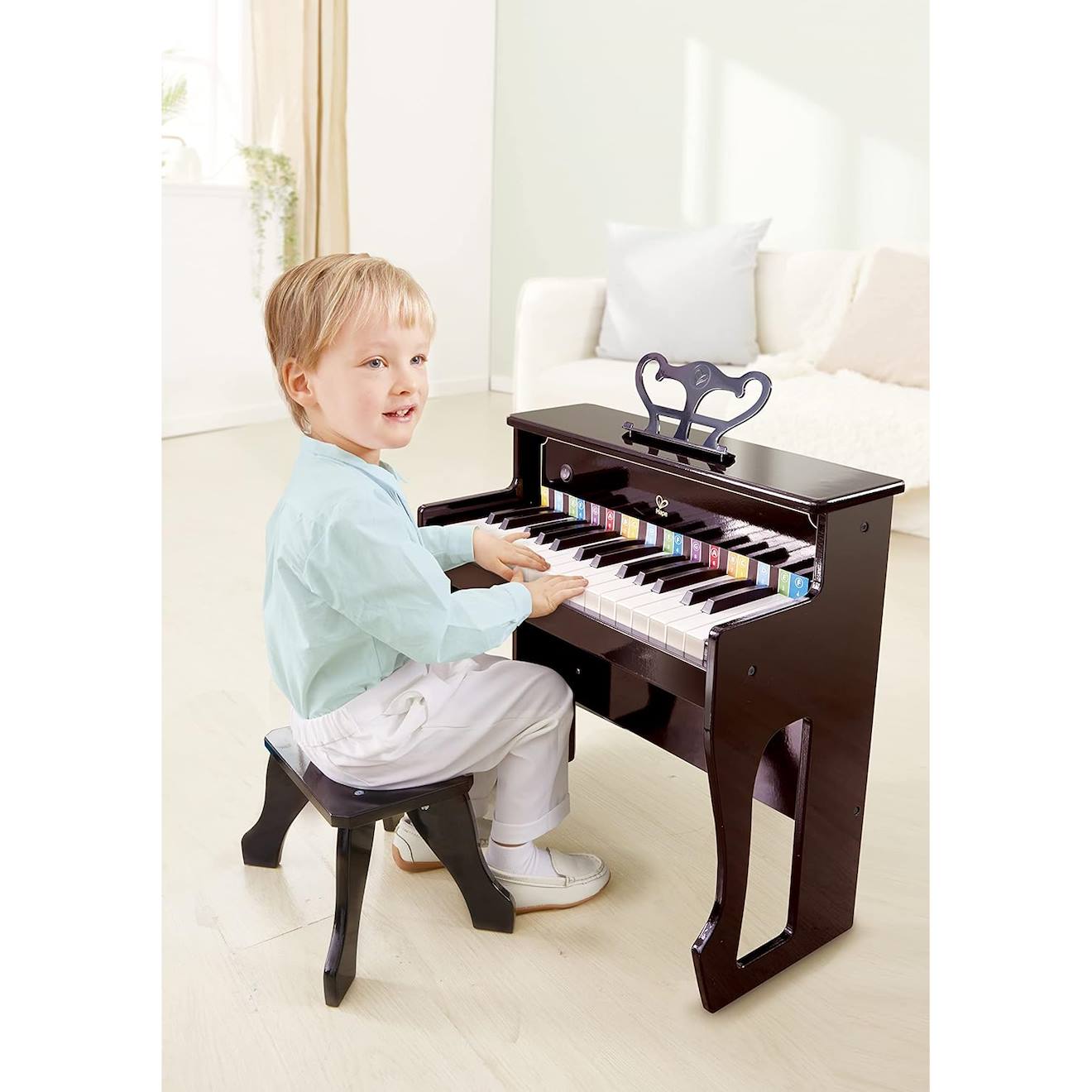 Piano droit sur pieds électronique noir