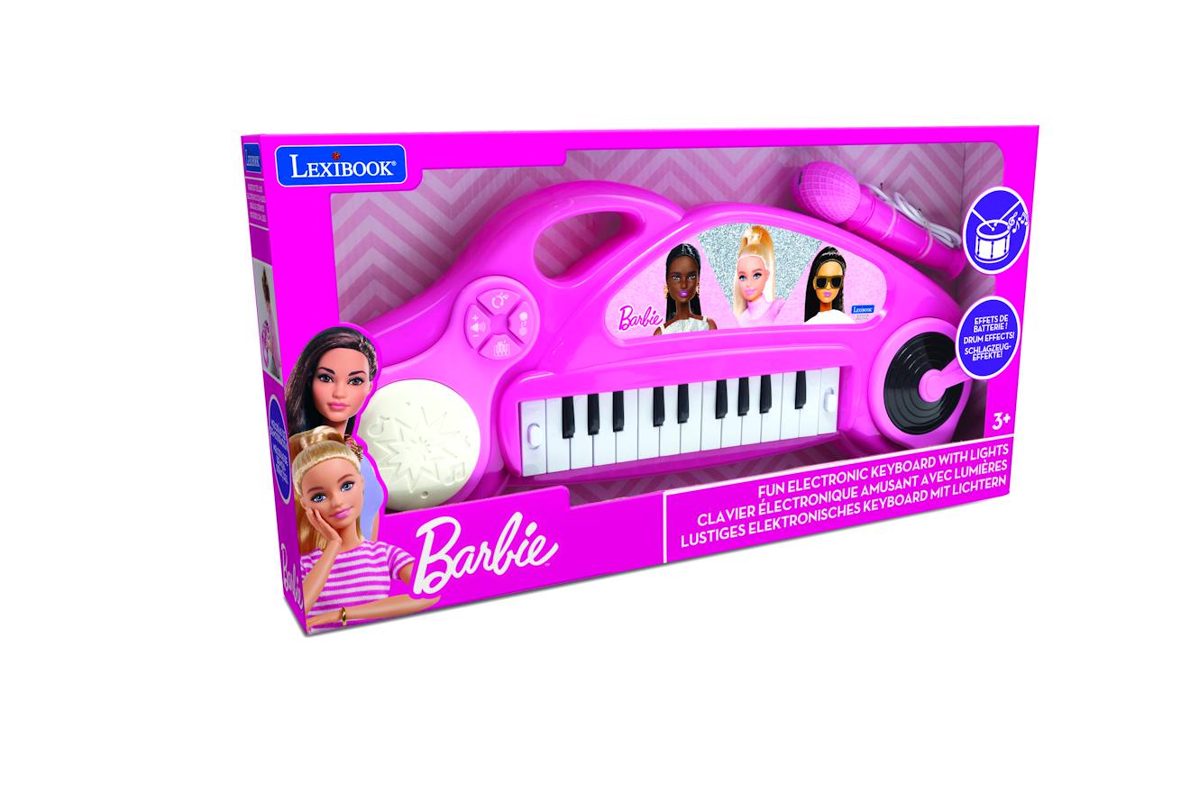 Piano électronique Barbie avec effets lumineux et microphone rose