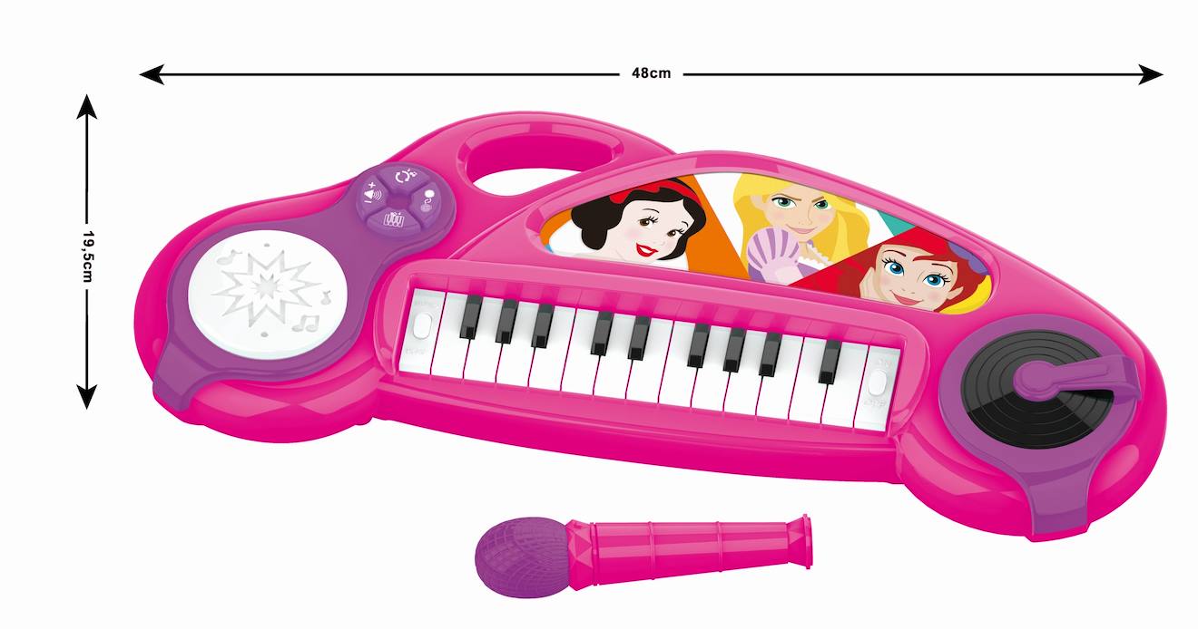 Piano électronique Disney princesse avec effets lumineux et microphone rose
