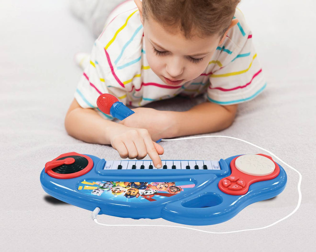Piano électronique la pat patrouille avec effets lumineux et microphone bleu
