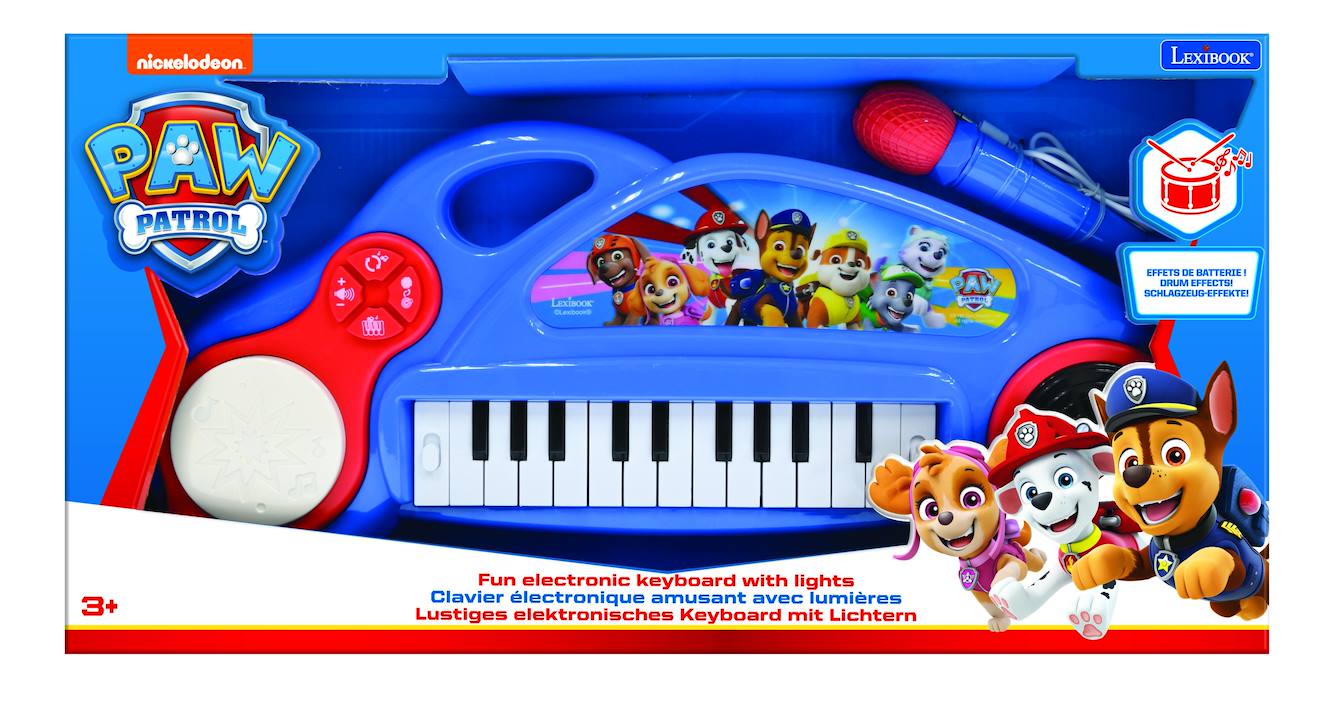 Piano électronique la pat patrouille avec effets lumineux et microphone bleu